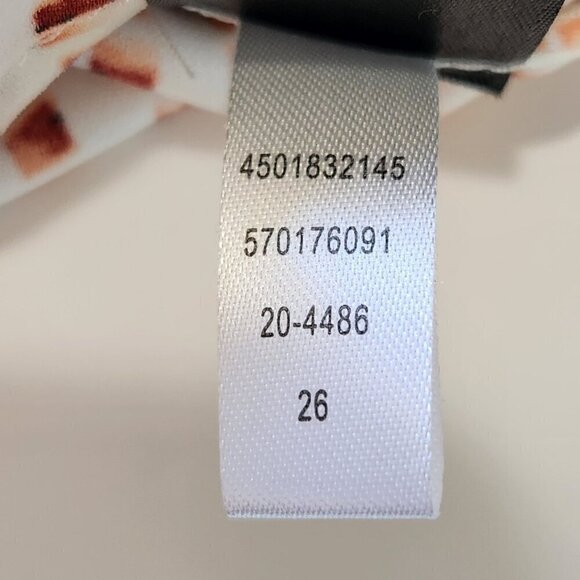 White House Black Market Drape Front Sleeveless Blouse Size 0 Red Cream Stretch - Picture 9 of 10